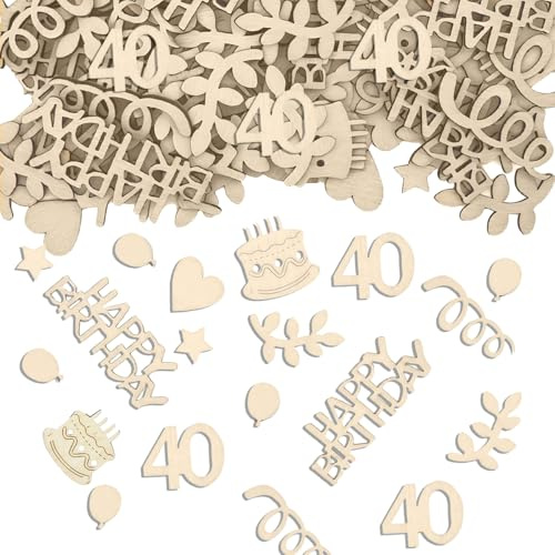 ALLY-MAGIC Streudeko Tischdeko Geburtstag, Konfetti Geburtstag Holz, 120 Stück 40 Geburtstags Deko Confetti, Happy Birthday Konfetti zum Geburtstagsdeko Tisch E9SRSZMP (40)