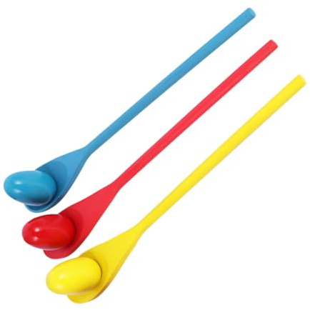 WEKAMOS 3 Sets Wooden Balance Egg Spoon Game for Sensory Integration Training Tool with Wooden Enhances Coordination and Brain Development Boys Random Color