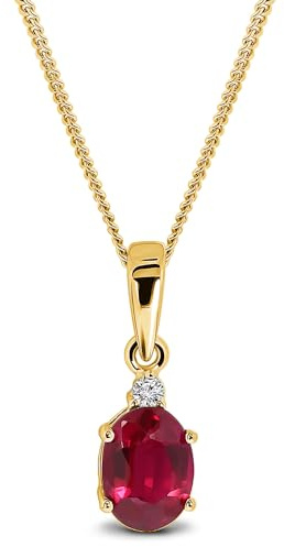 Miore Damsmycken, gulguld/vitt guld 9 karat (375), gyllene kedja för kvinnor, rubin/safir/smaragd ädelsten kedja med naturlig diamant, pansarkedja 45 cm, guldsmycken i högkvalitativ smyckeslåda, 5.5
