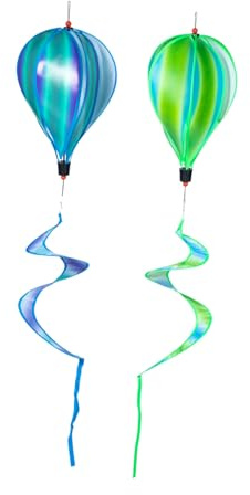 CLISPEED 2 pièces Décoration Jardin Tourne-Vent Montgolfière Colorée Suspendue Moulin à Vent Extérieur Léger Résistant Ornements Suspendus pour Pelouse et Fête