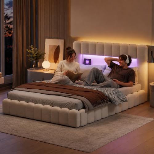 QMTXBYJ Vadderad dubbelsäng, 180 x 200 cm, med hydrauliskt förvaringsutrymme, LED, 180 x 200 cm, med sänglåda och ribbotten, förvaringshuvudgavel med USB-laddningsstation, säng