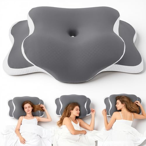 TLPEMN Oreiller Ergonomique Cervical, Oreillers Memoire Forme Ergonomique Orthopédique de Soutien,Oreiller Anti Ronflement et Apnée Positionnelle, 65x39x9/14cm