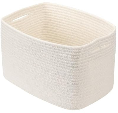 Dermalyx Cesto de Algodón Trenzado Cesta de Almacenamiento Organizador Cesta Decorativa Linda Regalo Cesto Vacío Organizador Cesta de Ropa Cesta para Juguetes de Perro Ro