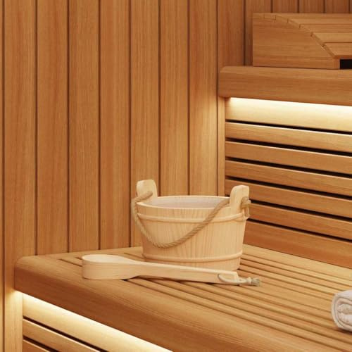 Genérico Cubo de Sauna 2 pcs Marrón Madera de Pino Sólida y Cáñamo,Casa y jardín,Piscina y SPA,Accesorios de sauna-42023675