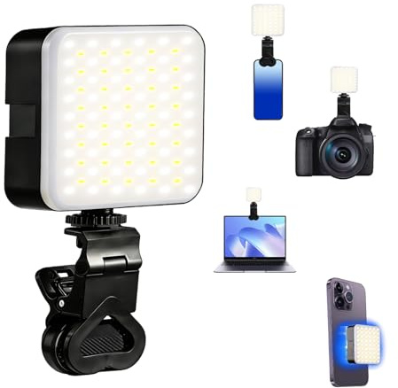100 LED Rechargeable Portable Magnetic Selfie Light pour Smartphone Vidéo | Conference Eclairage avec Batterie Lithium 800mAh Clip sur Téléphone 3 Modes d'Éclairage pour Ordinateur iPhone 16 15 Pro Max