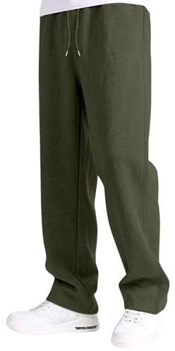 Pantaloni Tuta Ragazzo Casual Cotone Sportivi Pantaloni Da Jogging Da Ginnastica Per Trekking Elasticizzati In Vita Coulisse Larghi Pants Con Tasche Ragazzo Larga Pants Verde Militare 14 Anni