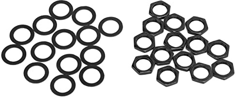 YDuupxe Muttern-Unterlegscheiben-Set für E-Gitarre und Bass, Muttern und Unterlegscheiben mit M9-Gewinde aus Metall, 14-teiliges Set für den Anschluss und Austausch von Klinkenbuchsen (BLACK)