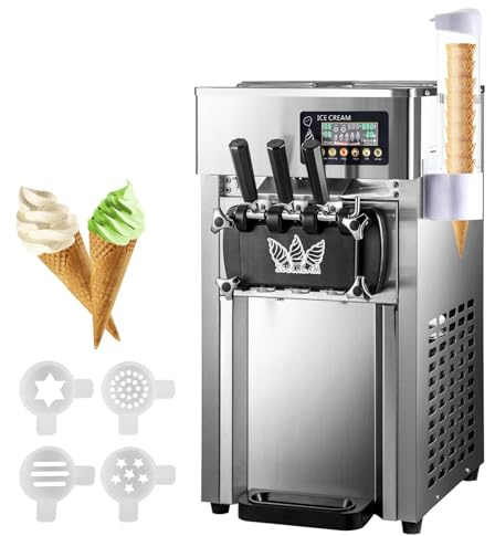 PEIXU 1200 W Macchina per gelato morbido a 3 gusti Macchine per gelato e yogurt gelato Commerciale Macchina per gelato morbido adatto per bar, caffetterie,negozi di tè con latte