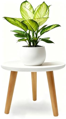Wapasezyar Soporte para plantas de madera, soporte para flores redondo, patas para diferentes tamaños de macetas, taburete decorativo, para salón, balcón y jardín, decoración interior y exterior