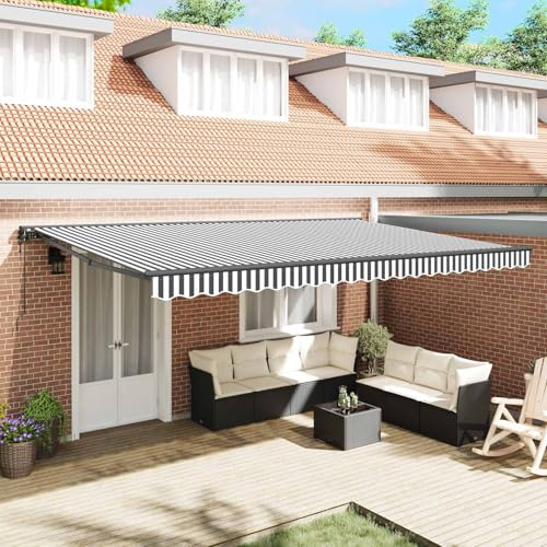 Gecheer Toldo Retráctil Moderno de Aluminio y Tela, Control Manual y Remoto, Diseño Semi-Cassette, 500x300x165 cm Modelo LYKZJ-3331242ES
