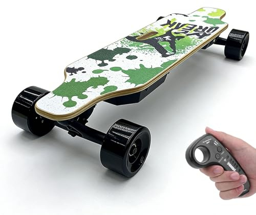 Elektrisches Skateboard, 7-lagiges Ahorn-Longboard für Erwachsene, Kabellose Fernbedienung, 22-40 km/h Höchstgeschwindigkeit, 80-150 kg Tragkraft, Single-Drive-20km