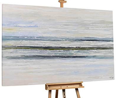 KunstLoft® XXL Gemälde 'Stilles Erwachen' 180x120cm | original handgemalte Bilder | Abstrakt Meer Blau Pastell | Leinwand-Bild Ölgemälde einteilig groß | Modernes Kunst Ölbild
