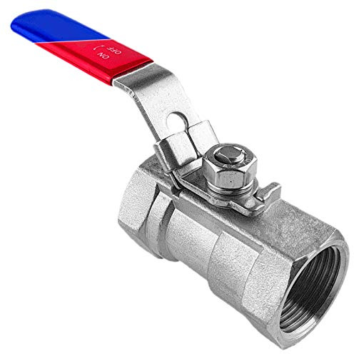 MegaHaustechnik Kugelhahn aus Edelstahl VA, 1 1/2“ IG x IG, Hebelgriff, 1 1/2 Zoll Innengewinde beidseitig DN40, Trinkwasser geeignet, Druck 55 Bar, Absperrhahn Absperrventil rostfrei INOX