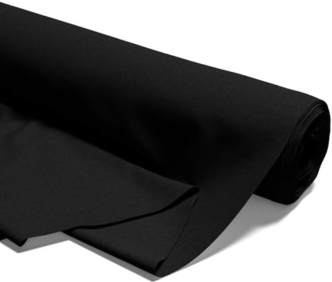 Stoff Meterware Baumwollstoff 2 M x 160 cm - Stoffe zum nähen aus reine baumwolle fabric futterstoff dekostoff für patchwork canvas und sewing nähstoff Oeko-Tex 2. Schwarz