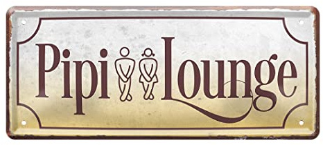 Pipi Lounge - witziges Retro Deko Metallschild - Blechschild fürs Klo Bad Gäste WC - Toiletten Türschild - 28x12cm
