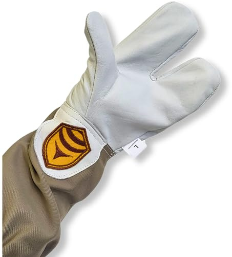 Sting Stopper Kids Beekeeping Gloves: Easy-On 3-Finger Design for Boy and Girl Beekeepers, Goatskin Safety & Versatility, Sting-Proof & High-Three Ready, Small