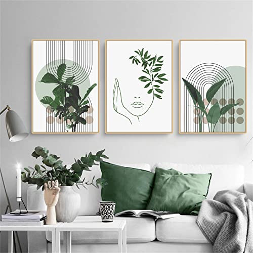 Martin Kench 3-teiliges Bohemian Poster Set Aesthetic Grüne Pflanze Bilder Moderne Wandbilder, Wohnzimmer Schlafzimmer Deko, ohne Rahmen (A,40x60cm)