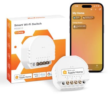 Refoss Mini Smart Lichtschalter, kompatible mit Apple HomeKit, Alexa & Google Home, Relais Modul, 1-Wege-Lichtschalter, Wandschalter, 2.4GHz, 250V 10A, 1 Stück