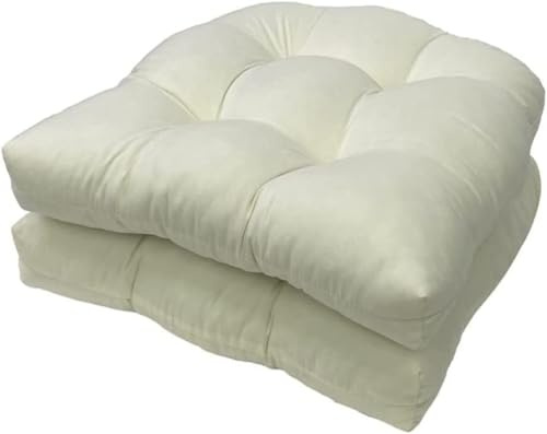 YZTTCD 2 Piezas De Cojines De Asiento De Sofá De Ratán En Forma De U De Mimbre Cojines para Sillas para Exterior E Interior, Color Blanco