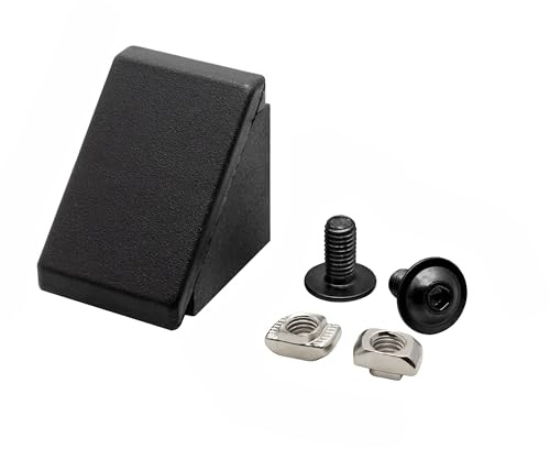 KLAK 20 - Befestigungswinkel ink. Schrauben und Nutensteine Nut 6 für Aluprofil 20-er schwarz 10 Stück + Abdeckkappen