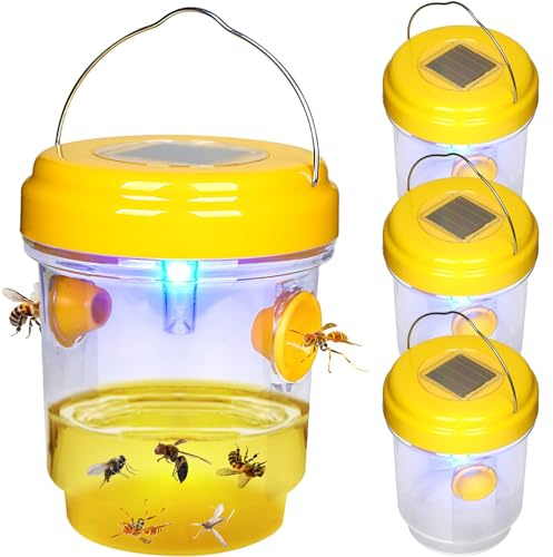 Upven Piège à Guêpes Insectes, Piège Frelon Asiatique, Modèle avec Lumière, Attrape-Guêpes Réutilisable à Double Canal, pour Jardin Balcon Extérieur, sans Attractif Chimique