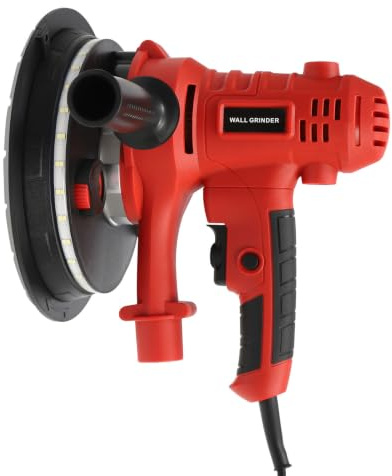 Wall Sander 1200W Sanding Machine 1200-2500r 180mm Grinding Disc LED Strip Sander for Walls Variable Speed Disc Polisher with 6 Sandpapers and 2 Carbon Brushes
