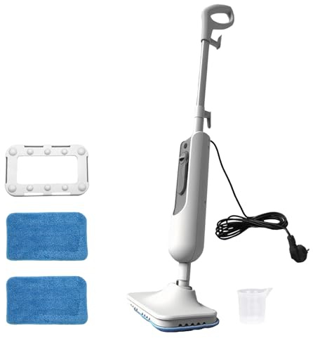 Rotierender Dampfreiniger Mop– Leistungsstarker Elektrischer Dampfbesen Reiniger mit verstellbarem Dampf, langem Kabel & großem Wassertank für alle Bodenbeläge