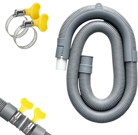 Manguera de Drenaje de Lavadora 1M, 1 Pcs Desagüe Universal Lavavajillas | Tubo de Desagüe con Soporte, Conector y 2 Abrazaderas, para Extensión Manguera Lavadora y Lavavajillas