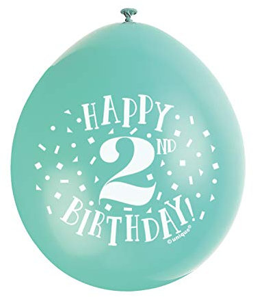 Happy 2nd Birthday Assorted Colors Latex Balloons (22cm) Pack of 10 - Festive & Fun Party Decorations, Purple