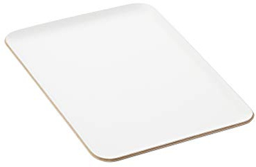 Point-Virgule Serviertablett, rechteckiges deko Tablett für Küche, weiß, 33x23cm