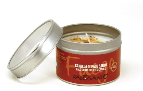 PALOSANTO - Vela perfumada con aceite esencial de palo santo y cera vegetal - Vela de incienso - Ideal como ambientador y purificador de ambientes - Hecha a mano en Italia