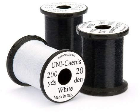 Uni Lot de 2 fils de pêche à la mouche, fil Caenis, un noir et un blanc, fil fin (noir).