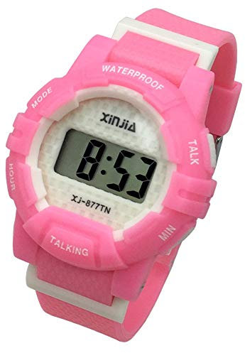 VISIONU English Talking Wrist Watch Electronic Sports Watches with Alarm, with Pink Ruber Strap