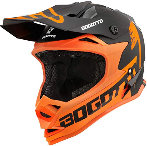 Bogotto V321 Soulcatcher Casque de Motocross, Orange/Schwarz, L