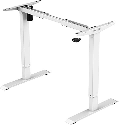 celexon elektrisch höhenverstellbarer Schreibtisch Economy 71-121cm weiß | laufruhiges und leistungsstarkes Gestell | ergonomisches Arbeiten flexibel im Sitzen & Stehen im Büro & Home-Office