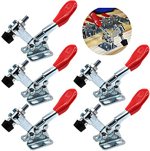 HUALIANG 5 Pezzi, Morsetti a Ginocchiera Toggle Verticale, Utensili Manuali Orizzontali, Clamp Morsetti a Mano in Metallo, Attrezzo a Levetta, per Officina Meccanica