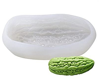 Yuing Cake Fondant Mold- Vegetable Theme -Cheese Mold Silicone For Cake, Chocolate, Candy, Polymer Clay, Sugar Craft, Resin Decorations, Plaster Decorations… (Bitter Gourd Mould), White