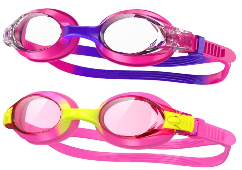 Findway Occhialini da Nuoto per Bambini, 2 Paia Occhialini da Nuoto con Lenti Anti-Appannamento e UV Protezione da Ragazzo e Ragazza da 3 a 12 Anni
