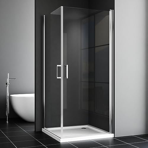 Duschkabine Eckeinstieg 90x90x195cm Dusche 180°Schwingtür Duschwand Duschabtrennung 6mm NANO Sicherheitsglas