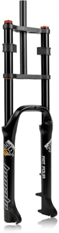 Fahrradgabel 26 Zoll Federgabel 4.0 Fatbike Gabel Federweg 140mm MTB Fahrrad luftfedergabel 1-1/8 Gerade Doppelschultergabel Rückprall Einstellbare Scheibenbremse，For 4.0'' Reifen ( Color : Black )