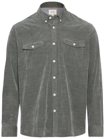 camel active Herren Langarm Hemd in Regular Fit aus Cord Grün, Menswear-XXL