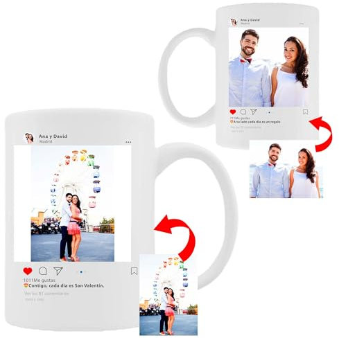 ELISA BOTELLA Pack 4 Tazas personalizada con foto, taza personalizada redes sociales foto y texto, taza personalizada con texto, taza de regalo para san valentin (4)