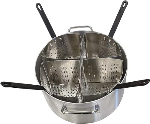UNbit Pots à pâtes Cuiseur à pâtes et légumes en aluminium de 20 litres avec quatre paniers filtrants en acier inoxydable, cuiseur à pâtes commercial, fabricant de boulettes, outil de cuisine à domici