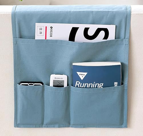 KICPUK Sofá pequeña bolsa de almacenamiento, revistas con mando a distancia, libros, revistas que ahorran espacio, sillón de lona de doble cara, organizador con varios compartimentos para sofá, silla