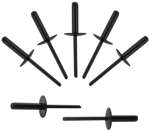 ALLCLEAN 90pcs All Black Large Flange Blind Rivets,3/16 * 3/4 Open End Aluminum Blind Rivets,4.8 * 20 Pop Blind Rivet