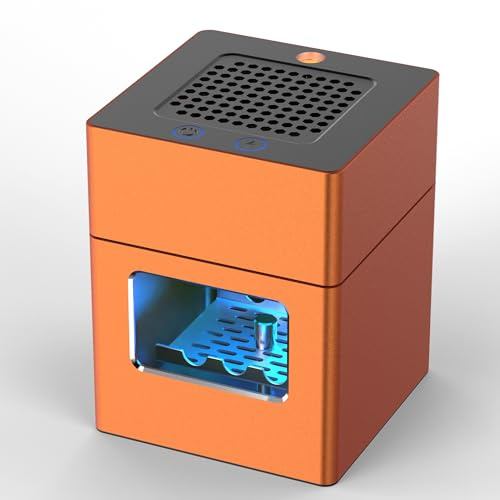 Aluminum Housing Smokeless Ashtray, Multifunctional 3 in 1 Smoke Ashtray with Lighter & USB Rechargeable, HEPA Filter, Home or Office (Orange)