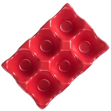 ROMISBABA Contenitore Portaoggetti in Ceramica Rossa Con 6 Griglie Pratico Vassoio Per L'organizzazione Del Frigorifero