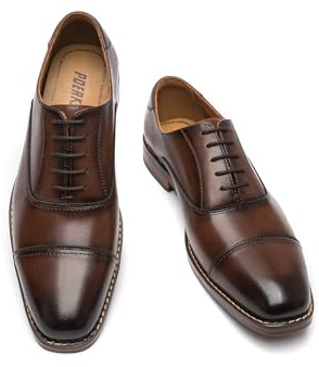 Poerkan Men's Leather Oxford Shoes - Premium Quality, Comfortable Fit & Non - Slip Design Brown