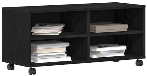 vidaXL Gabinete de TV Negro 90 x 35 x 40.5 cm Madera contrachapada, Mueble para TV Moderno, Rectangular, almacena Tus Medios, Consola estilosa y Ahorra Espacio, Madera de ingeniería