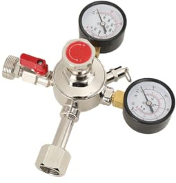 MECUTP Druckminderer CO2 Druckregler, Druckminderer Gasflasche Mit Dual Manometer, CO2 Regler Bier Druckentlastungsventil Für Bier Maschine, Bierbrauen, Bierzapfanlage - W21.8 x 1/14